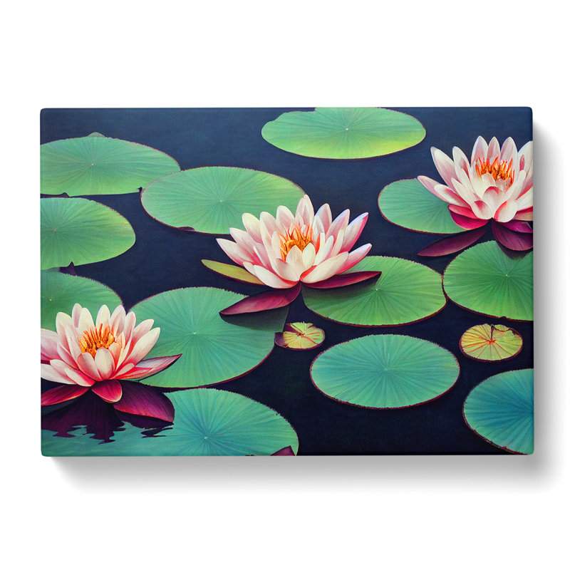 Radiant Water Lily Pond - Wrapped Canvas, 50cm H x 76cm W x 3cm D