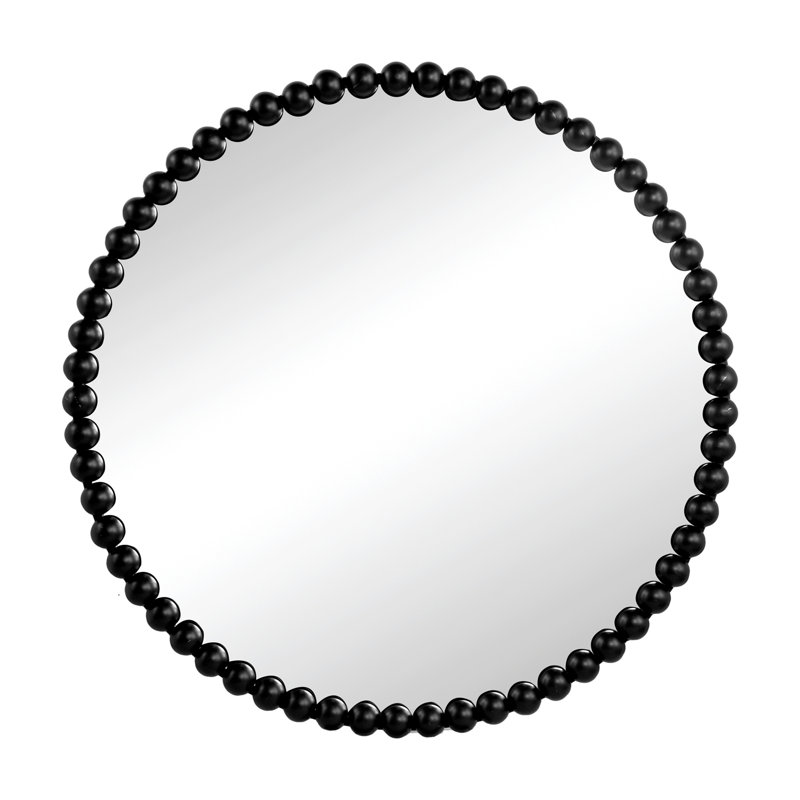 Circle Mirror with Metal Beaded Frame