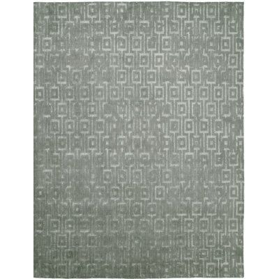 Tapis gris géométrique tissé à la main