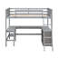 Lit mezzanine simple avec bureau et tablettes - gris, optimisation de l'espace pour les petites pièces, cadre en bois, étagères de rangement idéales pour travailler et dormir gris, maximiser l'espace