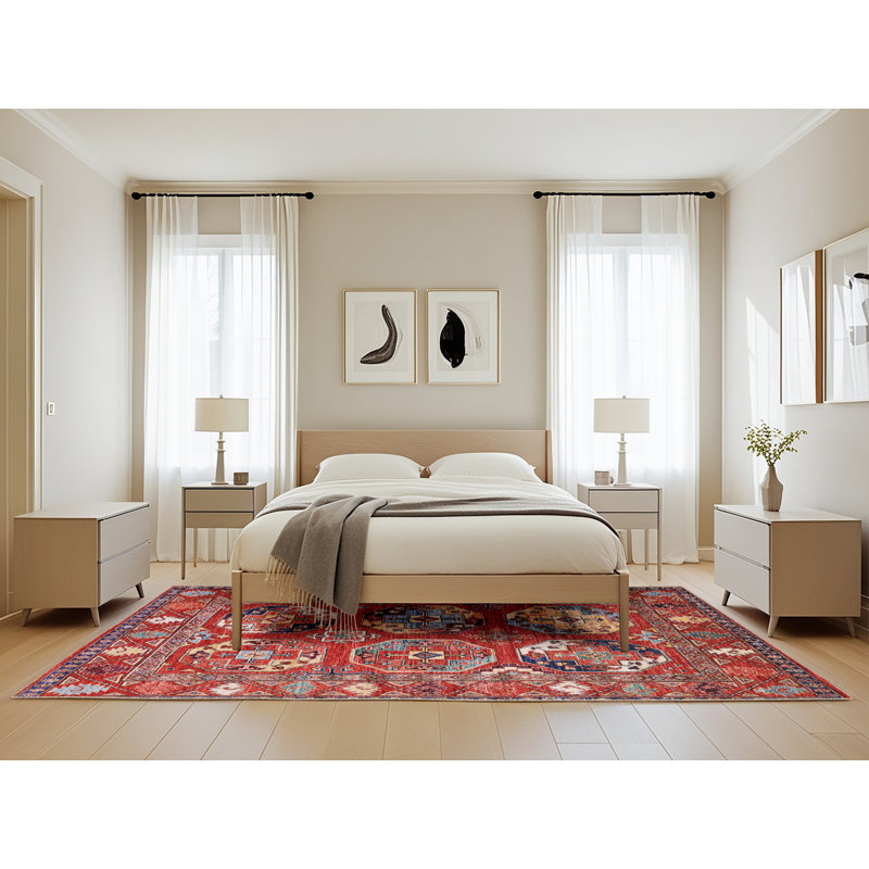 Tapis de style oriental rouge, Rectangle 5 pi x 8 pi