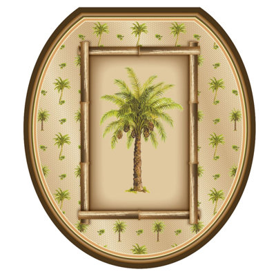 Décalcomanie de siège de toilette Coastal Palm Tree - Couvercle de vinyle statique
