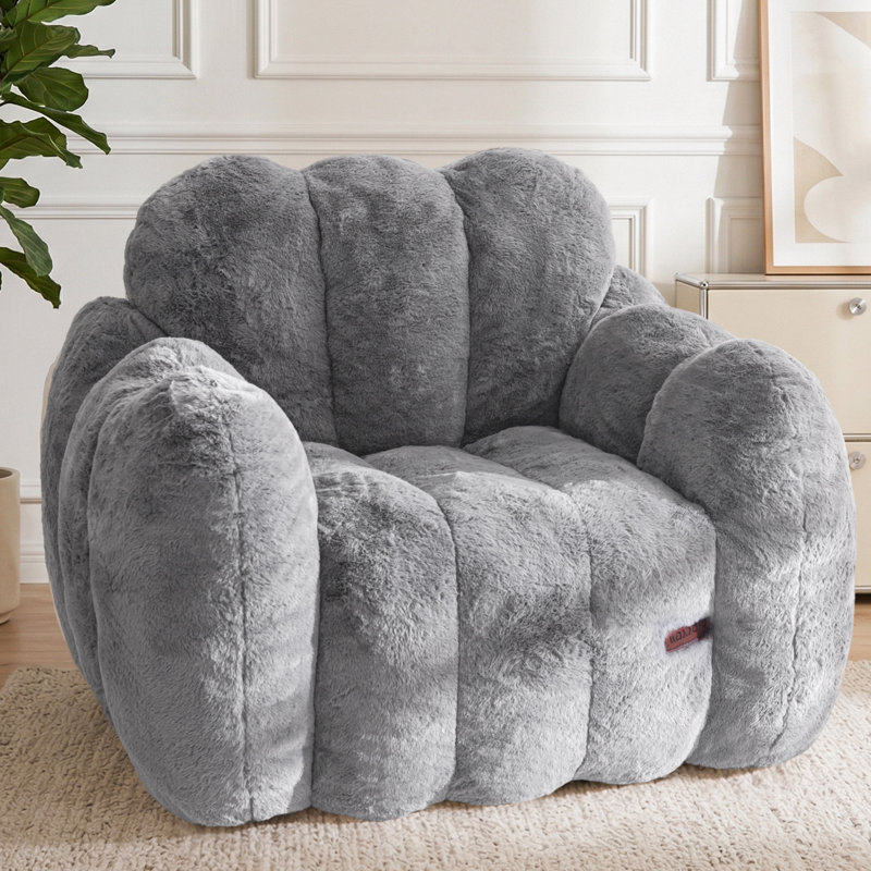 Fauteuil à billes en forme de nuage, Grey-Corduroy
