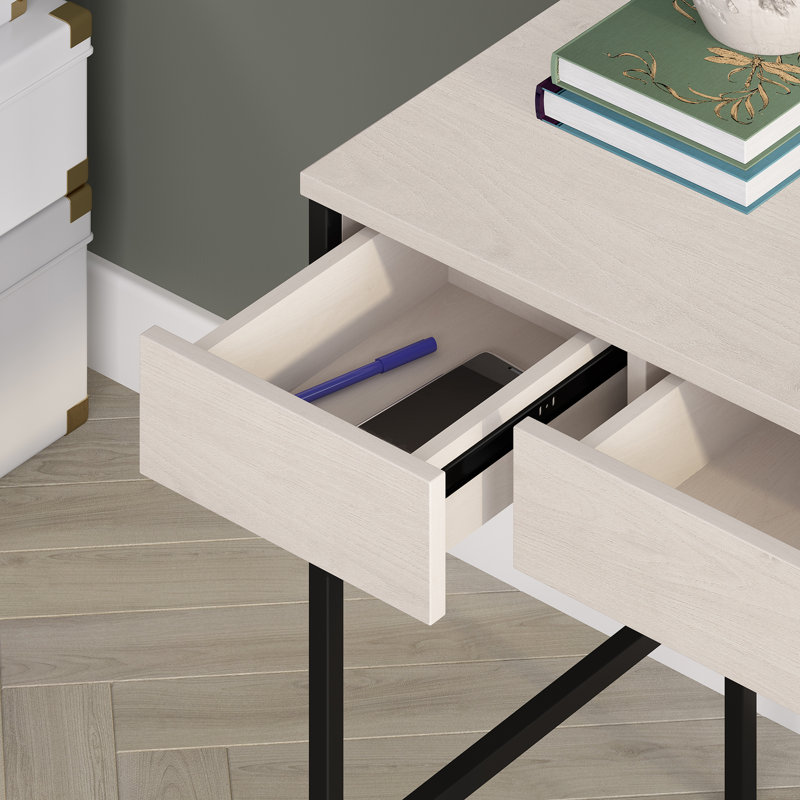 Bureau d'écriture Mid-Century à 47 tiroirs 47,75 po, Aulne blanc