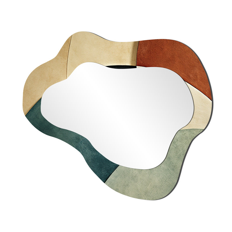 Velmo Abstract Echoes swirls 1 - Abstract Collages Asymmetrical Wall Mirror, Modern Cloud Decorative Mirror, Printed Metal Art