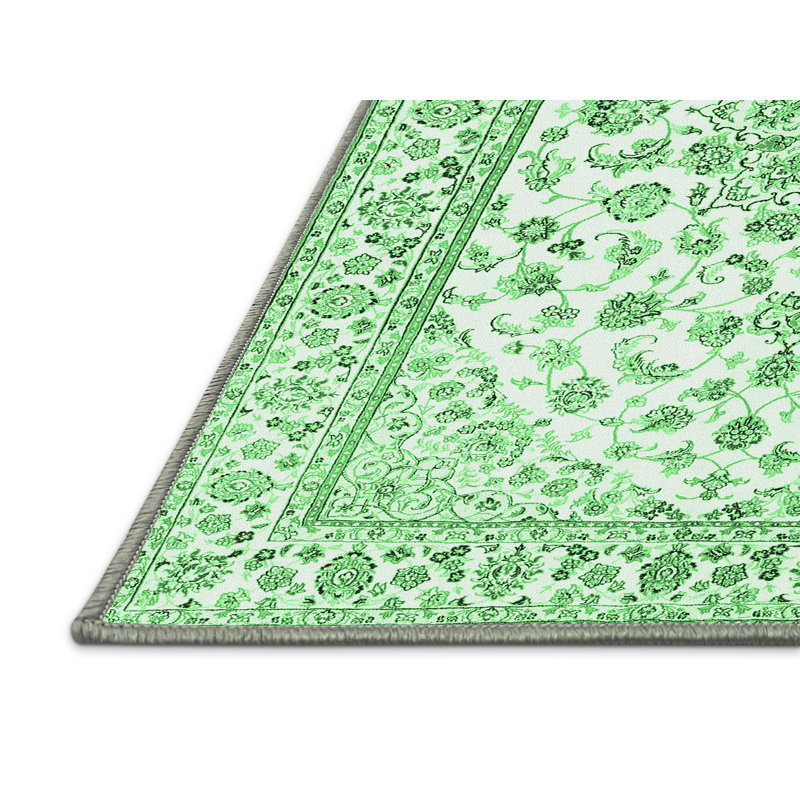 Tapis traditionnel vert émeraude 3535, Rectangle 2 pi x 3 pi