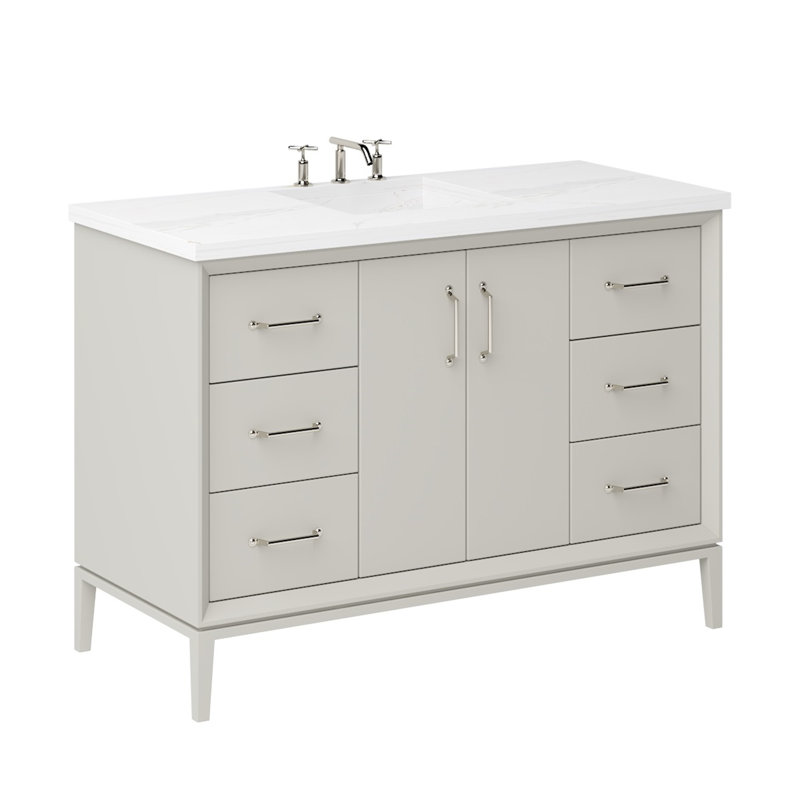 Alexandra Single Extra Wide Bath Vanity, Vintage Taupe, Satin Nickel, 54"