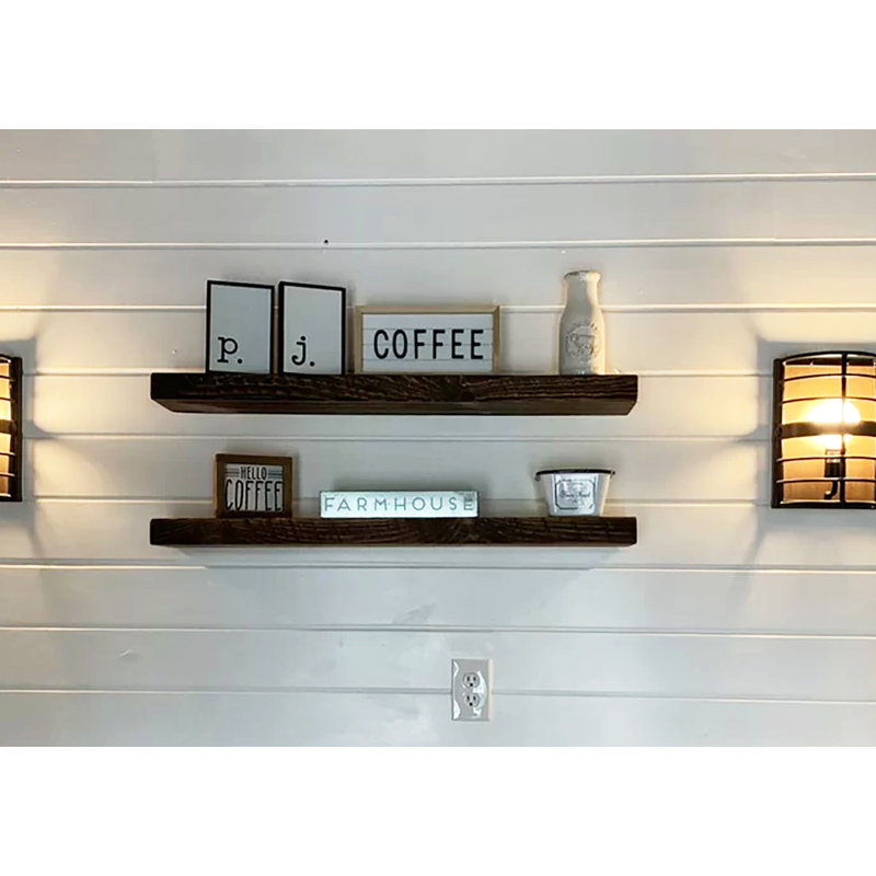 Mcevoy 2 Piece Pine Floating Shelf, Black, 2" H x 18" W x 6" D