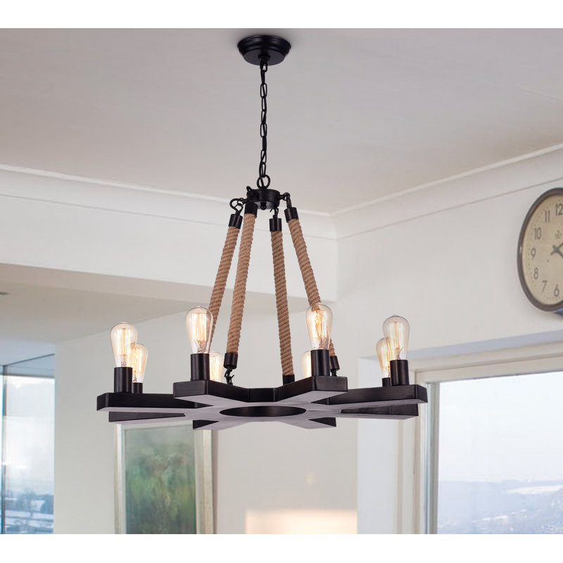 Kayden 8 - Light Dimmable Wagon Wheel Chandelier