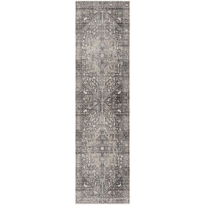 Gloversville Oriental Gray/Charcoal Area Rug, Runner 2'2" x 12'