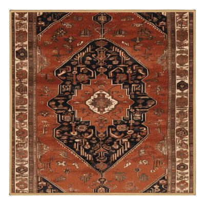 Machine Washable Persian Brown Area Rug