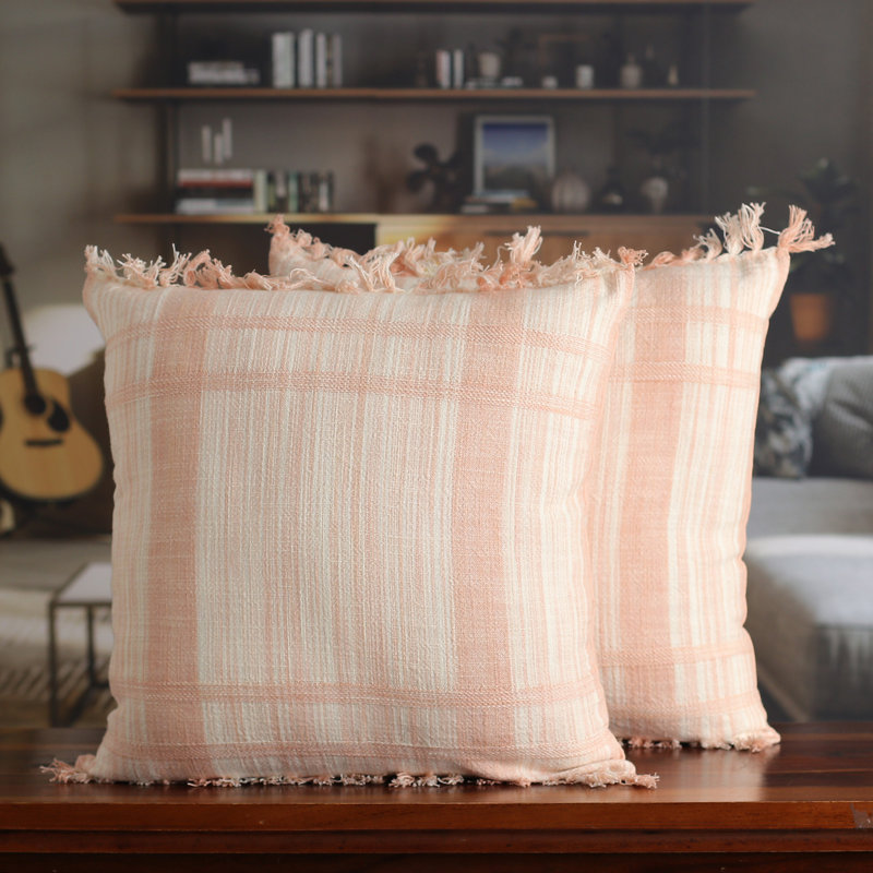 Housses de coussin en coton pêche faites à la main Novica (paire)