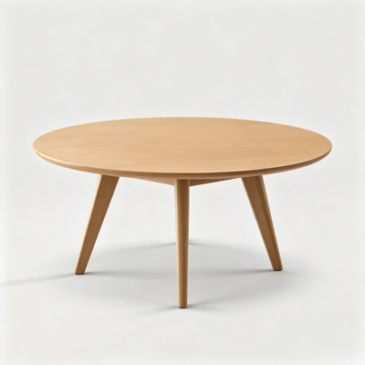 Table basse ronde moderne Fjord 29,5 po de largeur en bois massif