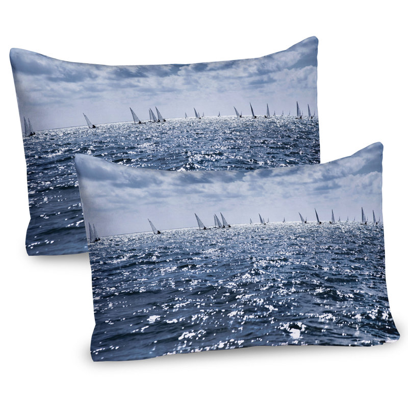 Nautical Blue Microfiber Standard Pillow Shams Set of 2