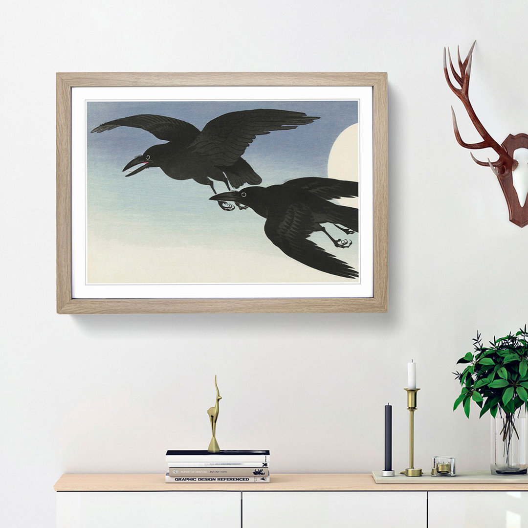 Crows at Full Moon by Ohara Koson - Framed Print
