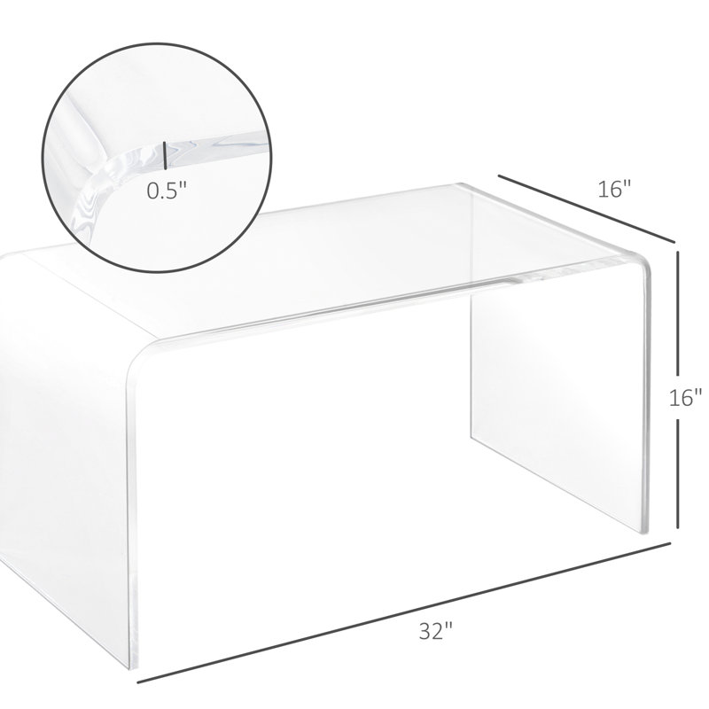 Table cascade transparente en acrylique, bureau de table spacieux de 32 po, cascade, bureau fonctionnel