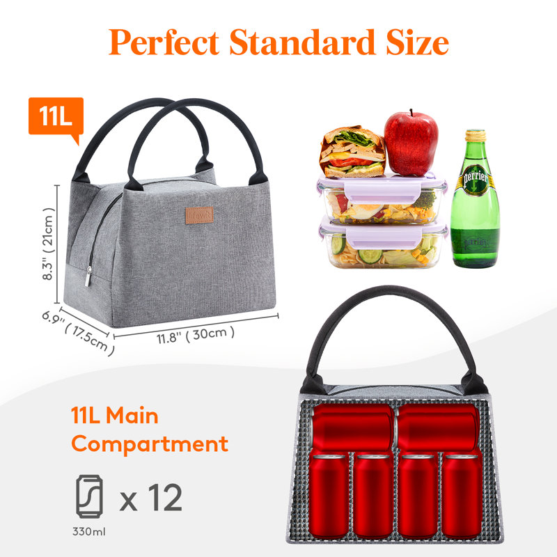 Grand sac-repas rÃ©utilisable, sac-repas isotherme pour femmes et hommes, idÃ©al pour la prÃ©paration des repas, le travail et les voyages, noir