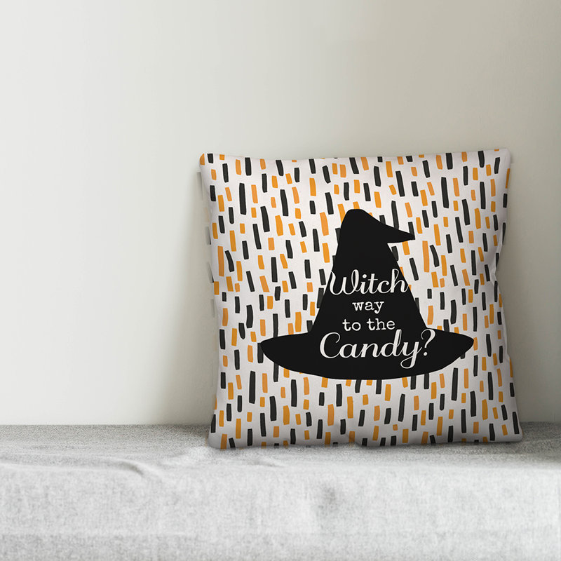  Coussin Witch Way to the Candy, 16 po x 1 po, Utilisation intérieure/extérieure