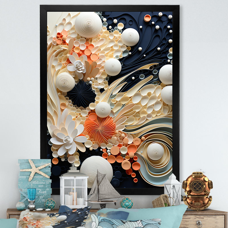 «Abstract Coral Dream», reproduction d'art sur toile, Cadre simple noir, H 40 po x l 30 po x P 1,5 po