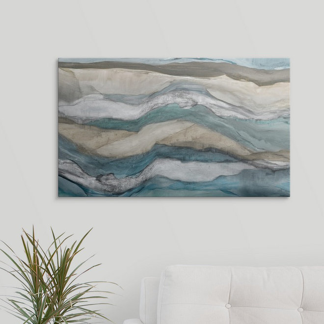 «Funkley Waves» par Pi Studio - impression, H 23 po x l 32 po x p 1 po, Cadre noir
