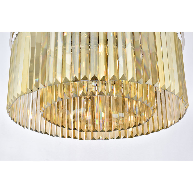 Yazmin Crystal Flush Mount, Polished Nickel, Smoky