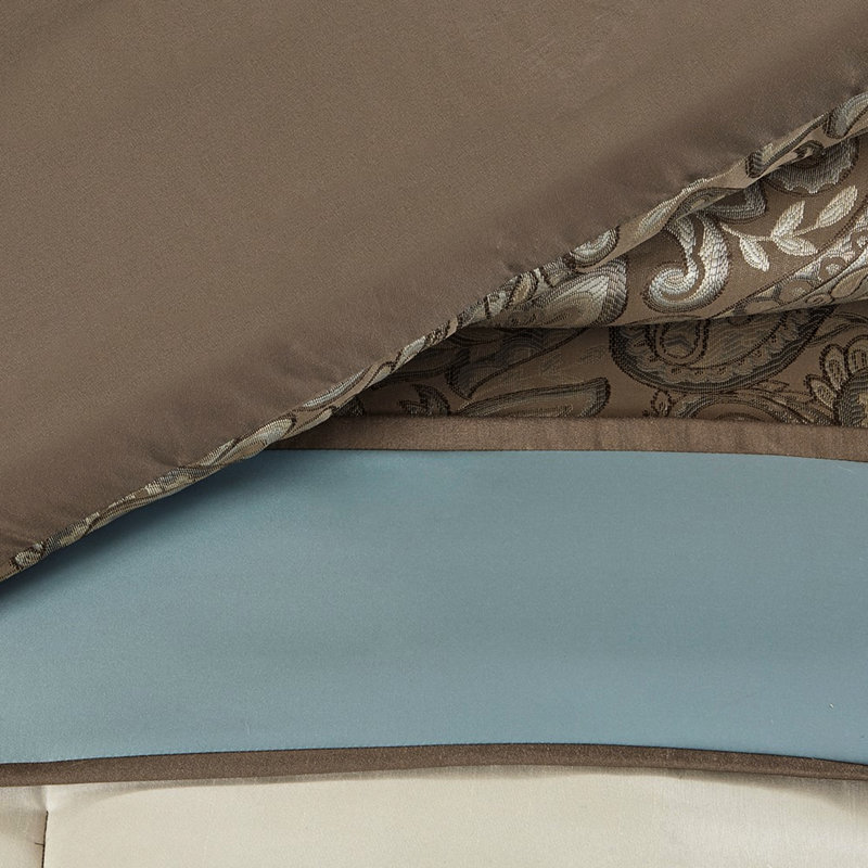 King Comforter With Blue Paisley And Captivating Brown Size Coordinating, King Comforter + 6 Additional Pieces