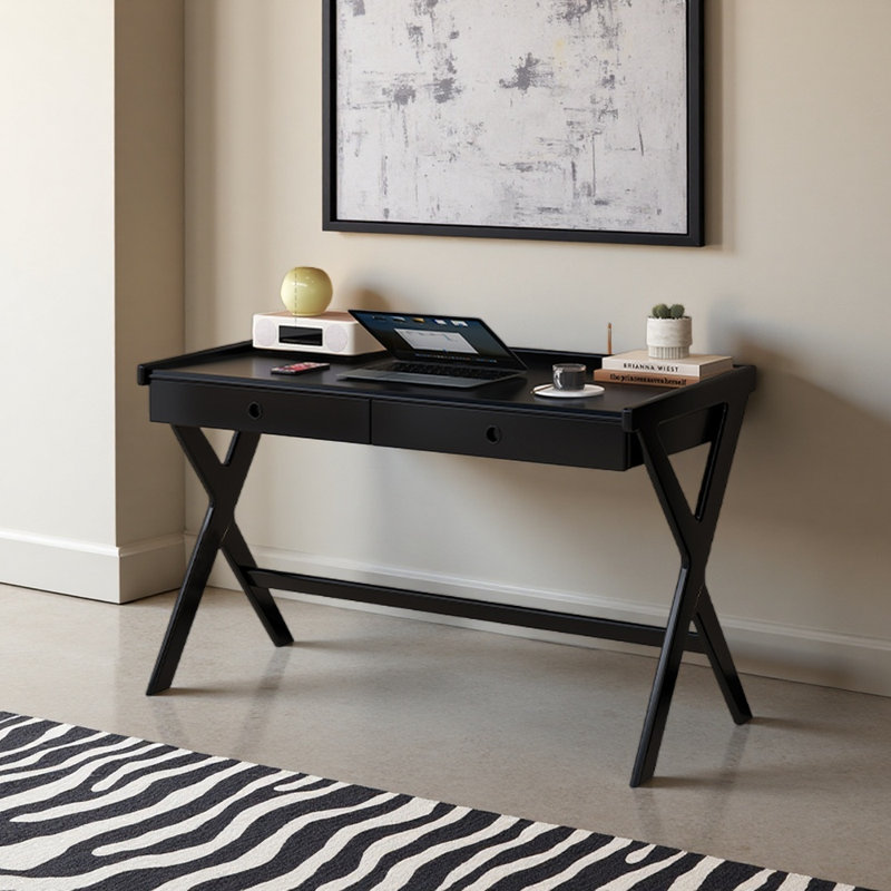 Petit bureau de style nordique, H 30,71 po x l 55,12 po x P 23,62 po, Noir