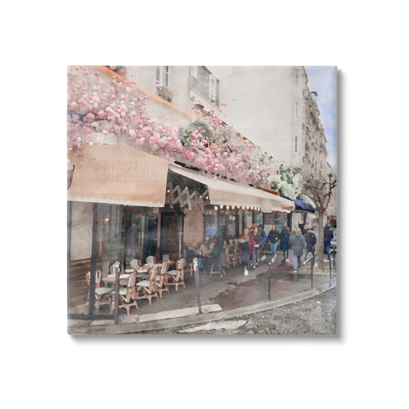 Parisian City Street On Canvas par LSR Design Studio, H 36 po x l 36 po x P 1,5 po