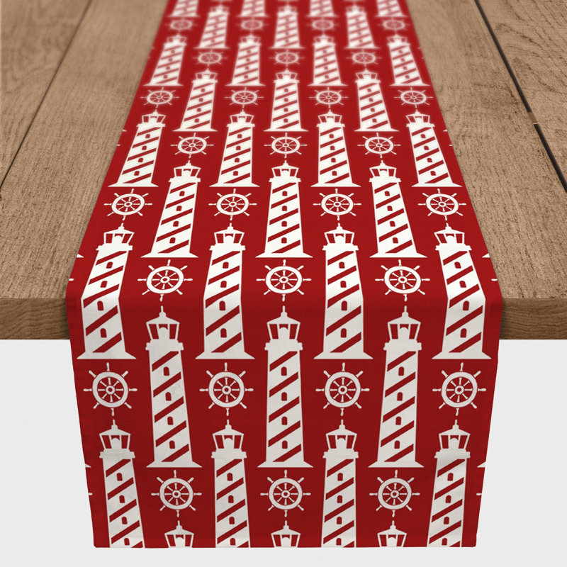 Allateef Rectangle Polyester Table Runner, Red, 90" x 16"