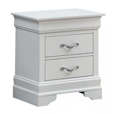 Elegant Silver Champagne Nightstand with Two Drawers