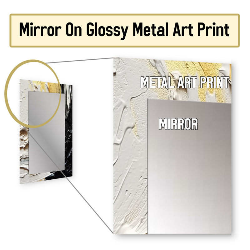 Gold Black Spiral Illusions III - Abstract Spirals Unique Wall Mirror, Modern Mirror, Printed Metal Art, 32" x 24"