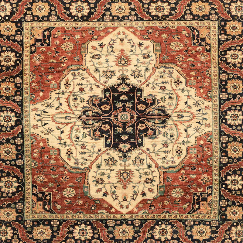 Tapis abstrait moderne 3085, Carré 4 pi