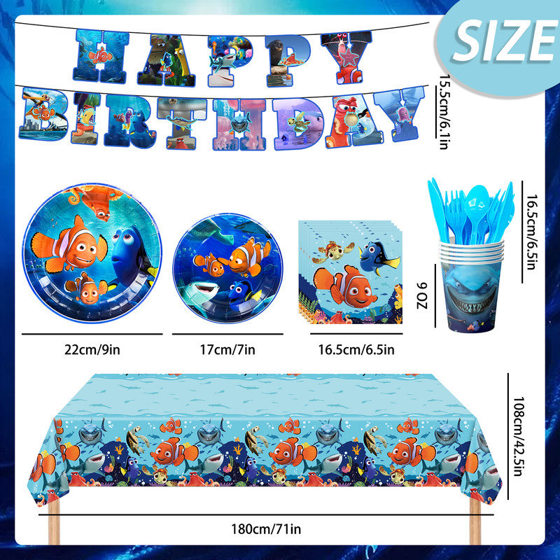 «Finding Nemo», ensemble de décorations de fête d'anniversaire pour enfants, 114 pièces Finding Nemo