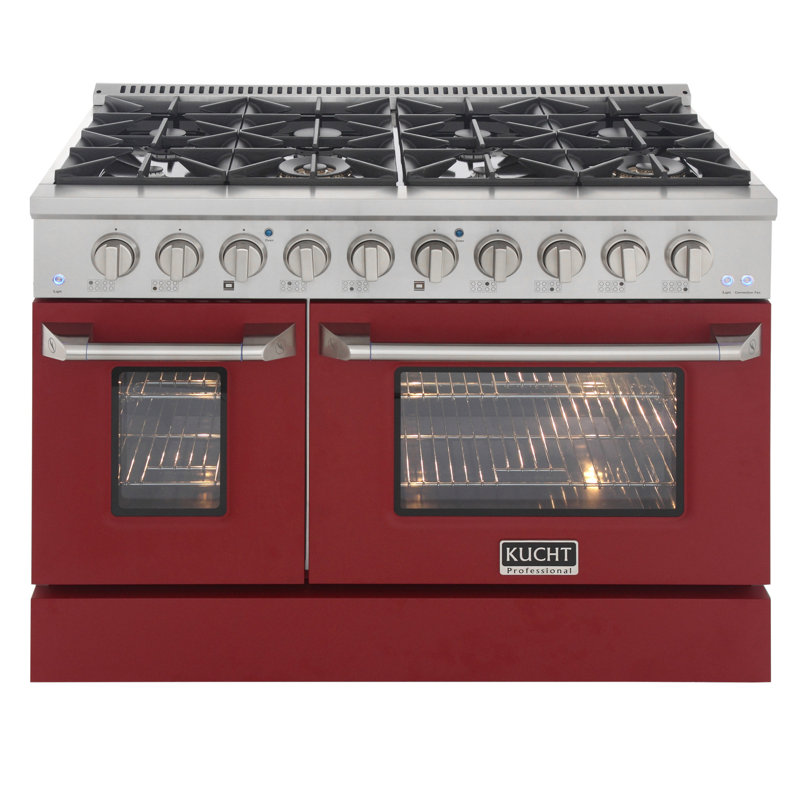 Kucht 48'' W Dual Fuel Range, Red, Liquid Propane