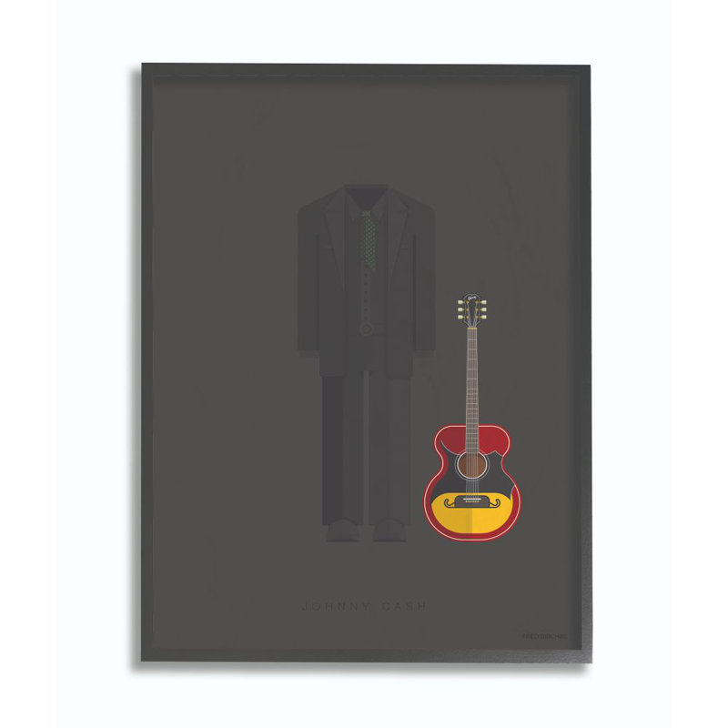«Johnny Cash Famous People Char design Fashion», impression sur toile, Giclée encadrée noir minuit