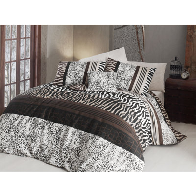 Ensemble de housse de couette en mélange de coton brun Brunello