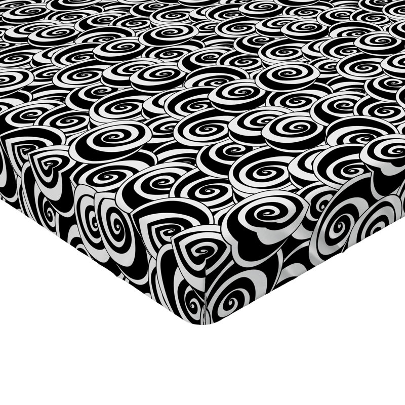 Ensemble de 2 draps-housses Ambesonne, Drap-housse de taille simple, Noir / blanc, abstrait