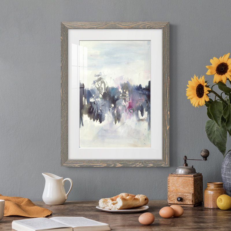 Oiseaux II - peinture encadrée, Cadre gris, H 31,5 po x l 23,5 po x P 1 po