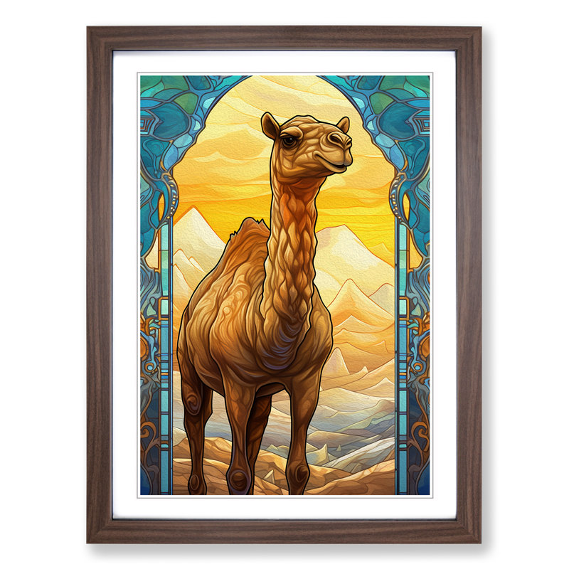 Camel Art Nouveau Art - Framed Print, Walnut, 64cm H x 46cm W x 2cm D