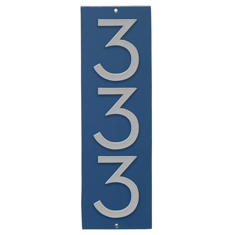 Floating 1-Line Wall Address Plaque, Silver, Sea Blue, Yes