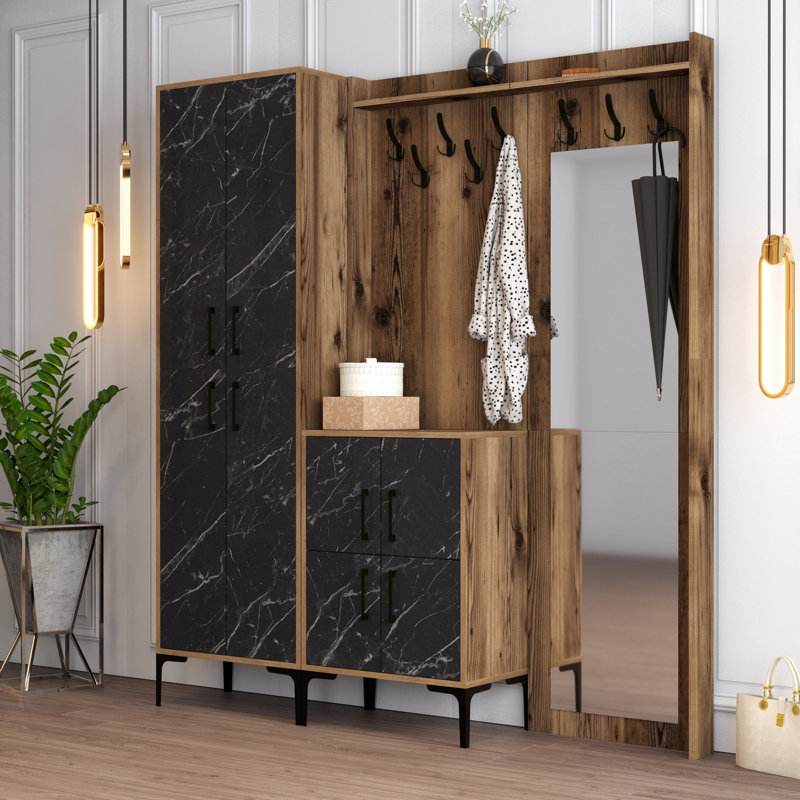 Arvydas Hall Tree 180cm Wide with Shoe Storage