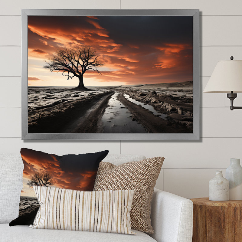 «Sky Dreams Of Infinitive Road II», reproduction sur toile, Cadre flottant noir, H 24 po x l 32 po x P 1 po