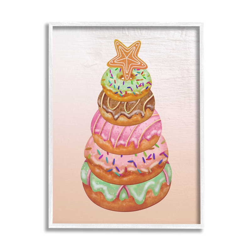 Beignets saisonniers empilés - 252, H 20 po x l 16 po x P 1,5 po, Giclée encadrée blanc bord de mer