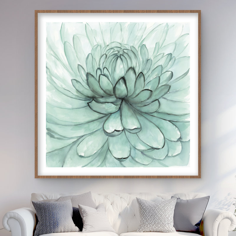 Turquoise - impression florale matte encadrée pour la décoration intérieure, H 48 po x l 48 po