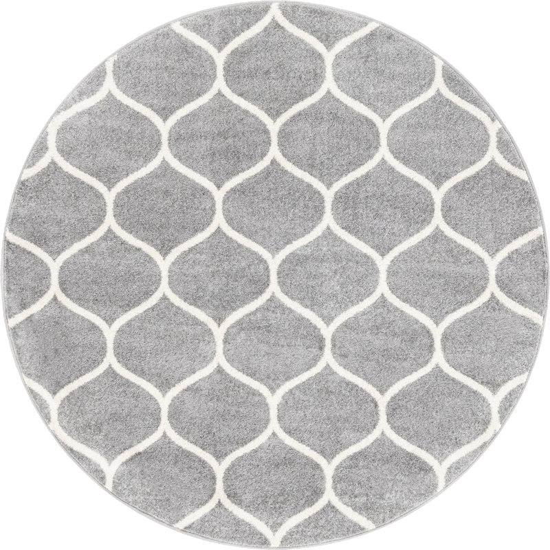 Tapis gris clair Lllan, Rond 7 pi 1 po