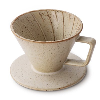 3.9" Ceramic V60 Coffee Dripper, Reactive Glaze Pour Over Coffee Maker (Set Of 1), Embossed Geometric Slow Brew Filter Cup, Grey