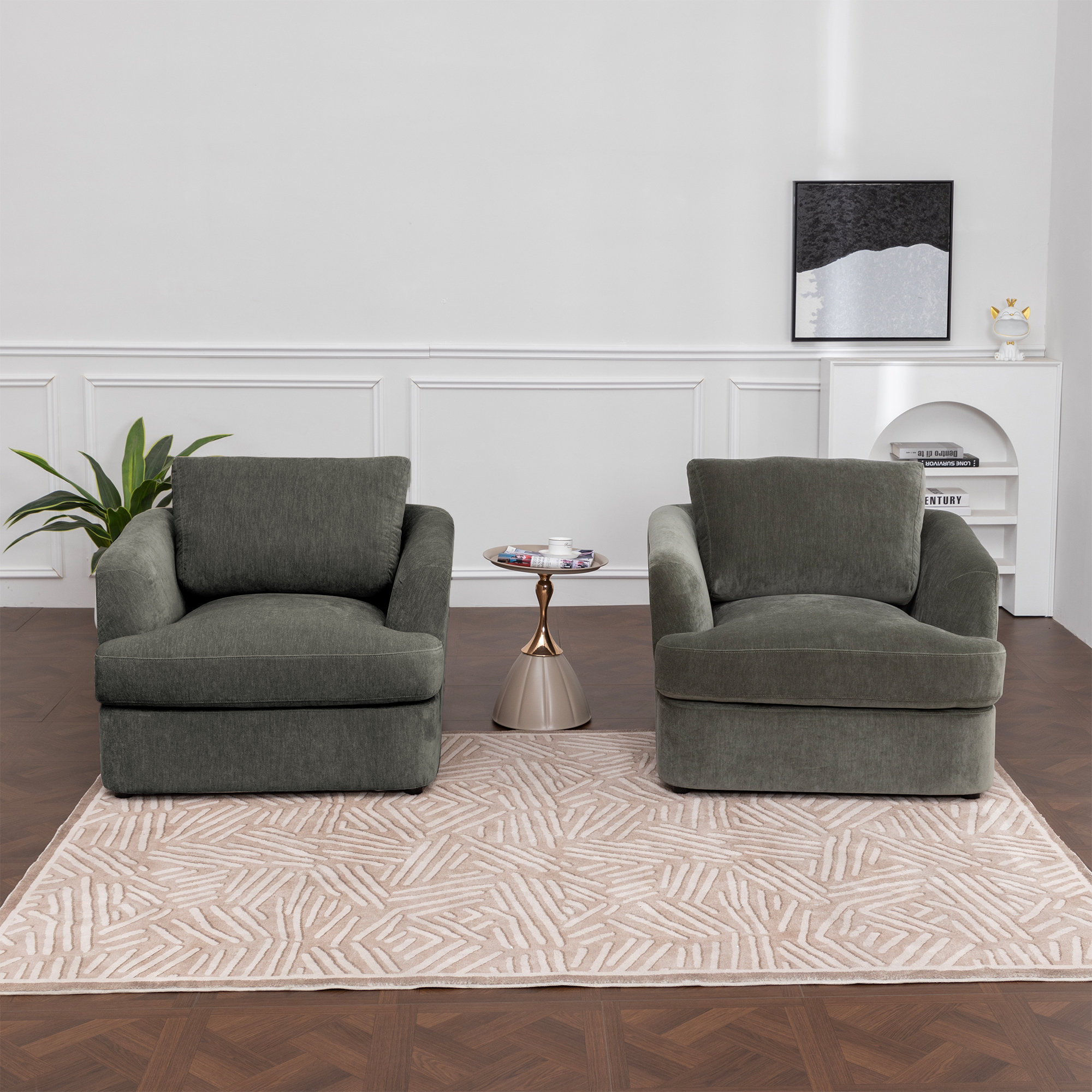 Alameda Velvet Upholstered Armchairs (Set Of 2), Juniper Velvet