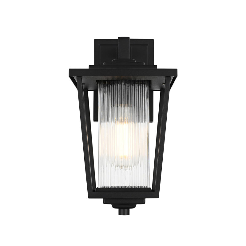 Musson Outdoor Wall Sconce in Black, 13" H x 6.5" W x 8" D