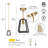 Adjustable Kitchen Island Pendant Lighting Matte Black & Brushed Brass Hanging Lantern Fixture