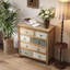 Commode d'appoint rétro en bois avec 6 tiroirs, commode de rangement rustique multicolore sculptée pour chambre à coucher, salon, décor de style campagnard (L 25,59 po x l 12,6 po x H 33,07 po)